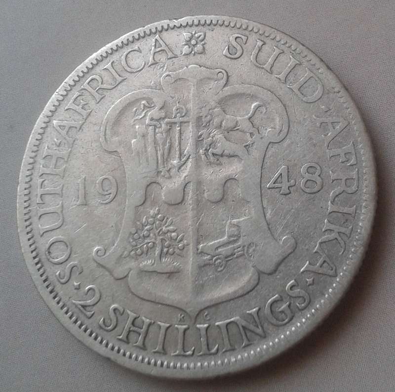 Rare 1948 union silver 2 Shillings (mintage: 6773)