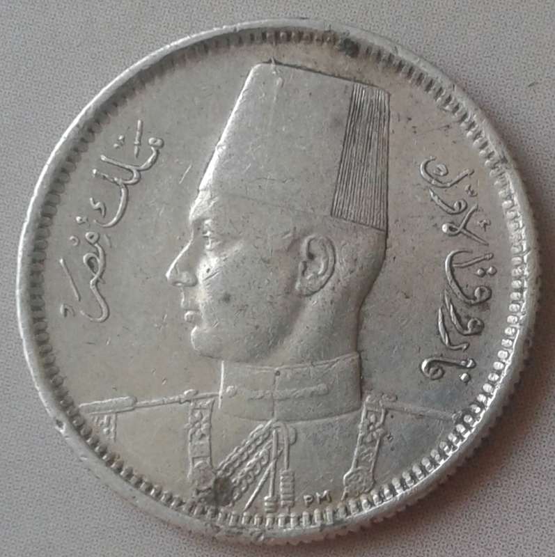 1937 Egypt silver 2 Piastres coin