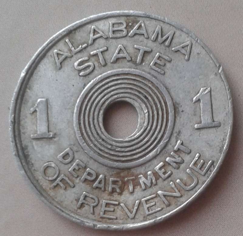 Alabama State 1 Mill Sales Tax Token (1939-1941)