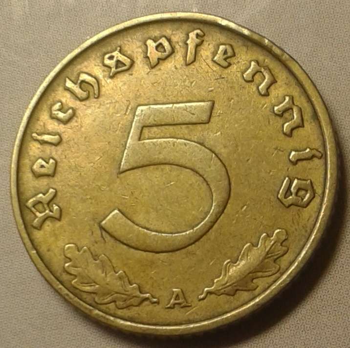 1938 A Germany 5 Reichspfennig (Third Reich).