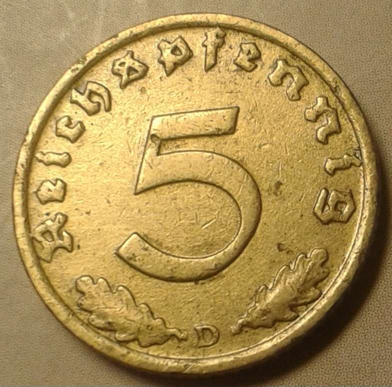 1939 D Germany 5 Reichspfennig (Third Reich)