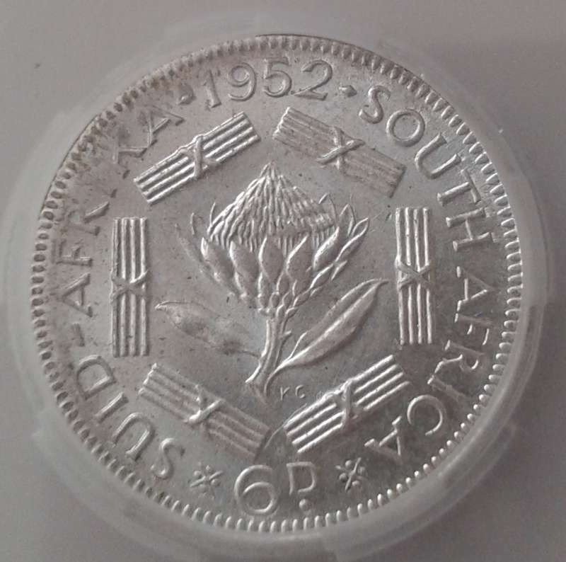 1952 Union silver sixpence SANGS MS61