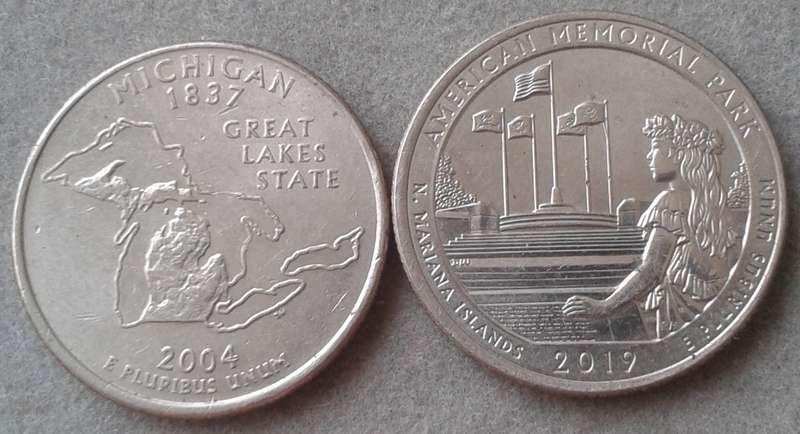 2004 & 2019 USA commemorative quarters