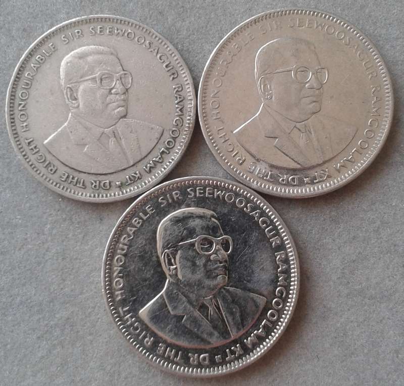 Lot of x3 Mauritius one rupee coins