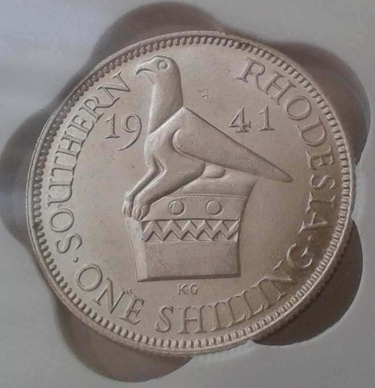 1941 Southern Rhodesia sterling silver shilling SANGS MS61 (CV $150)