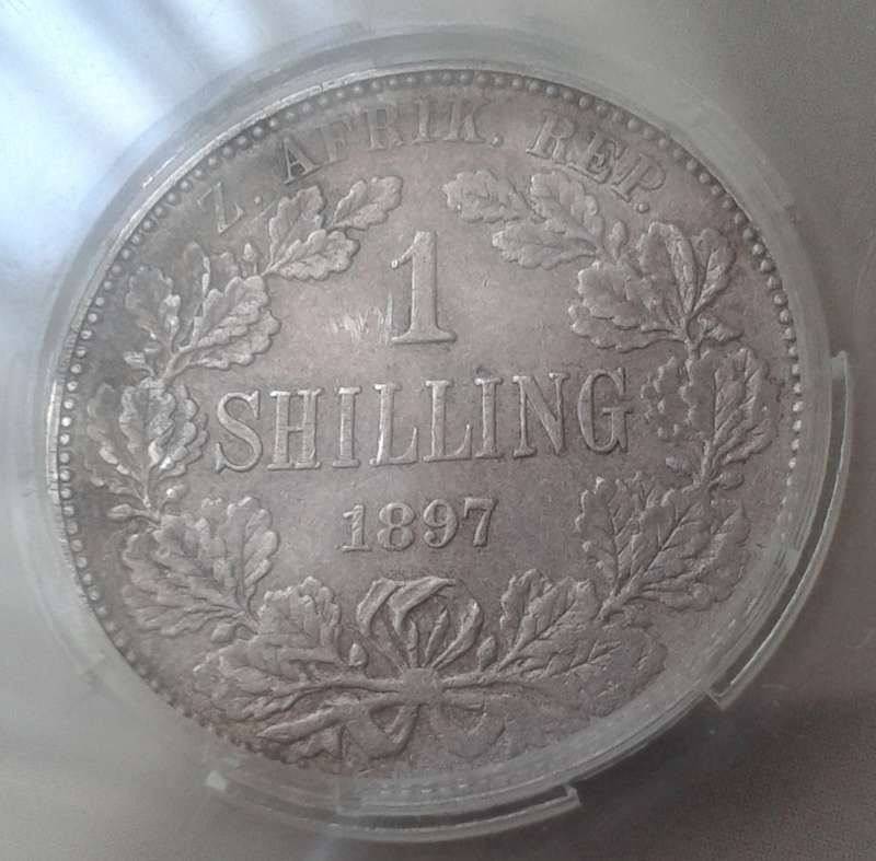 1897 ZAR Kruger silver shilling SANGS XF45