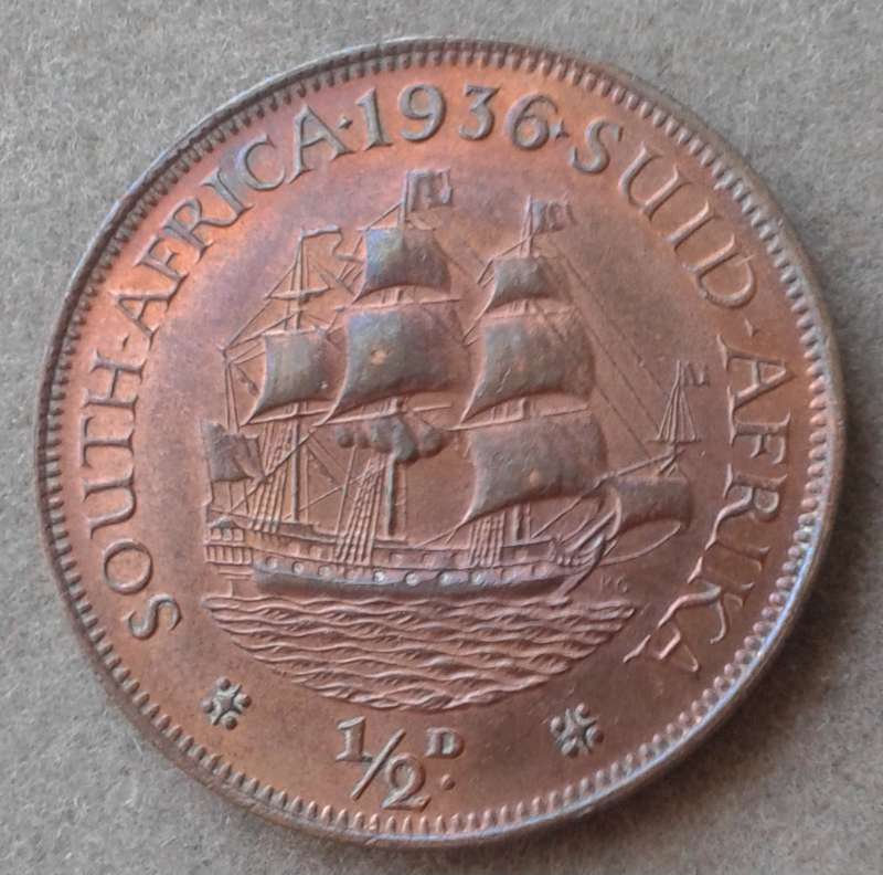 1936 Union 1/2 penny with uncirculated details