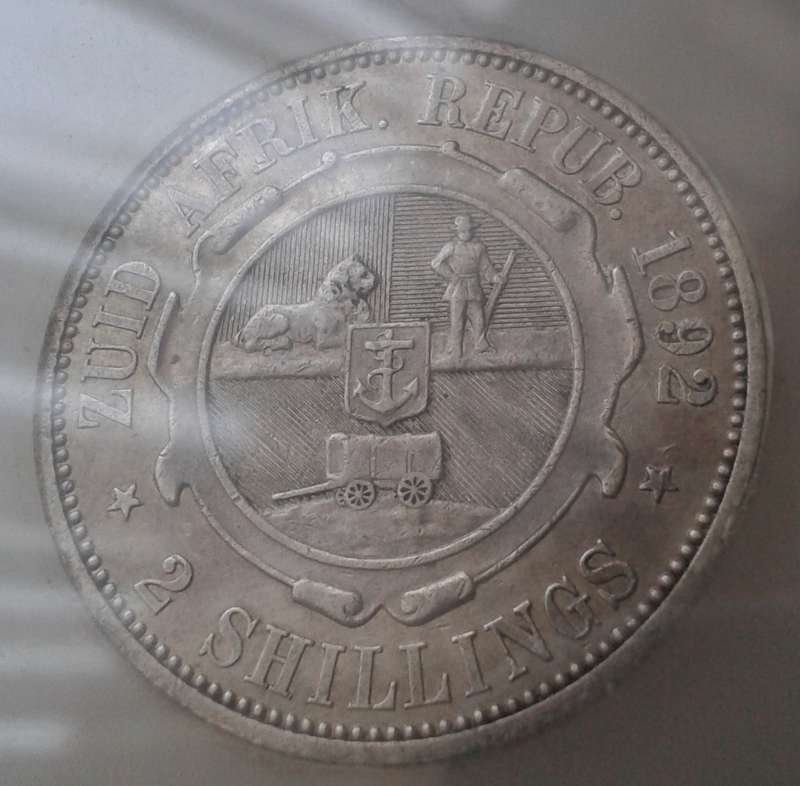 Scarce 1892 ZAR Kruger silver 2 Shillings SANGS XF40
