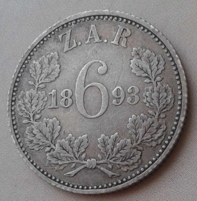 1893 ZAR Kruger silver sixpence in VF+