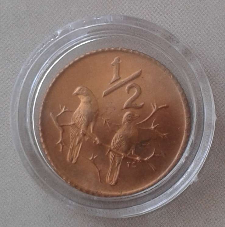 Encapsulated 1970 Republic 1/2c in lustrous proof (low mintage)
