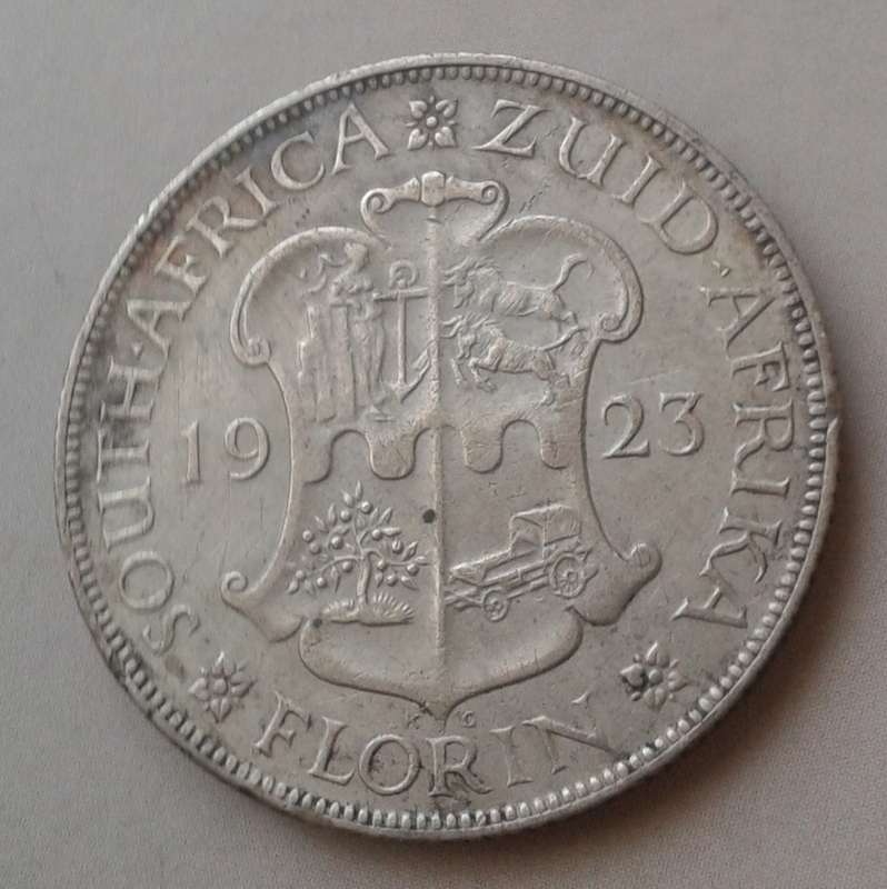 1923 Union silver 2 Shillings with XF Details