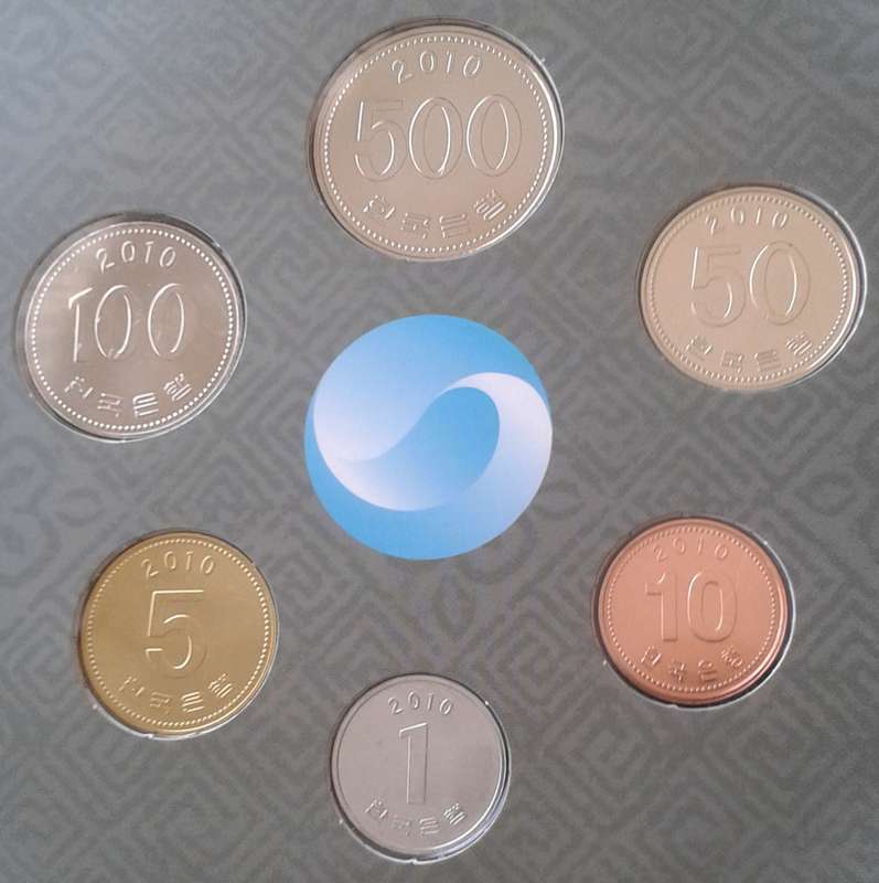 Scarcer 2010 Bank of Korea uncirculated coin set in folder