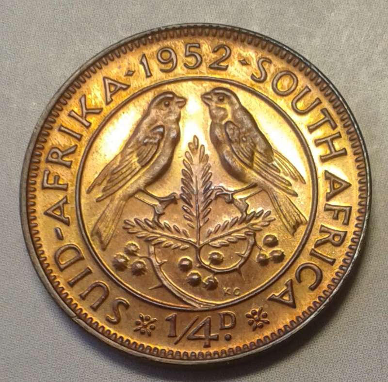 Union 1952 proof 1/4 penny.