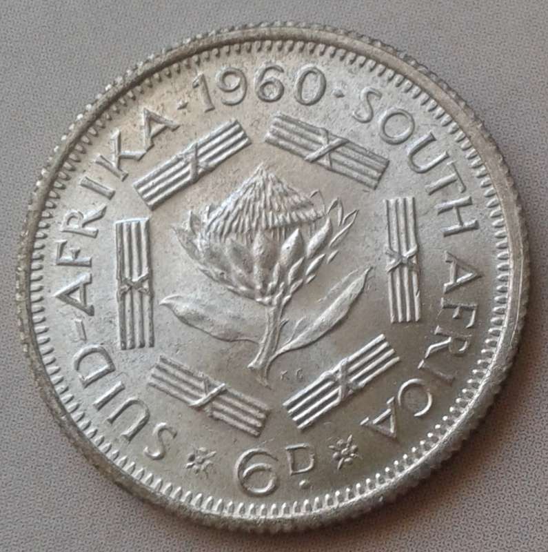 Uncirculated 1960 union silver sixpence