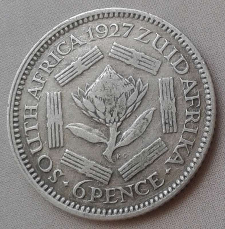 Union 1927 silver sixpence