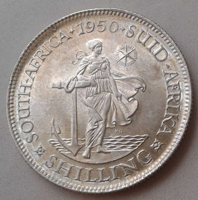 1950 Union silver shilling in lustrous high grade