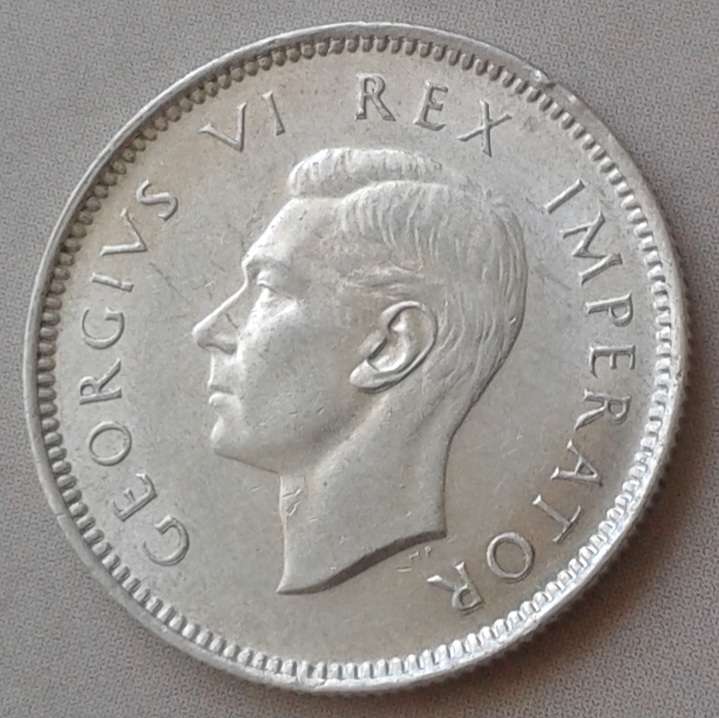 1947 Union silver sixpence in lustrous AU