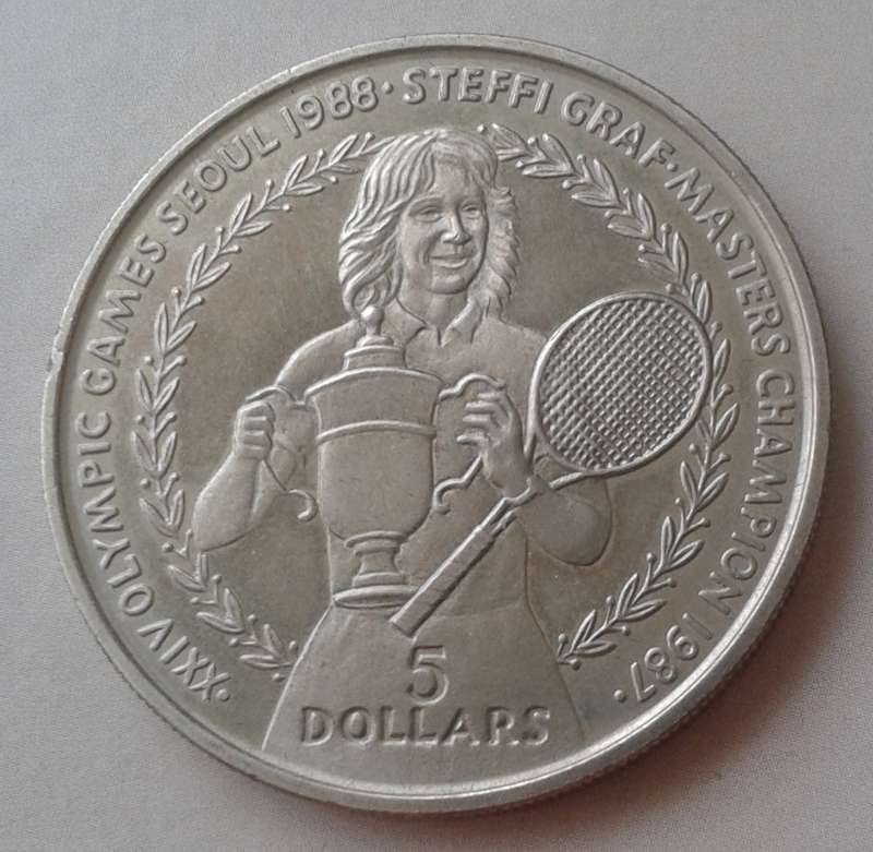 1988 Niue Islands uncirculated 5 Dollars in case incl.certificate (Steffi Graf)