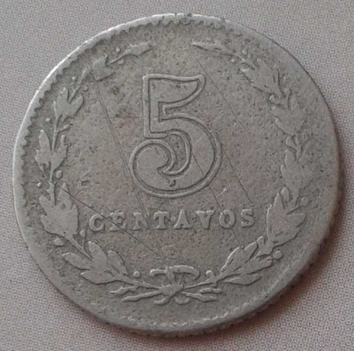 1897 Argentina 5 centavos