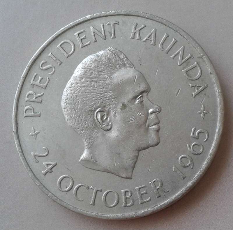 Low mintage 1965 Zambia 5 Shillings.