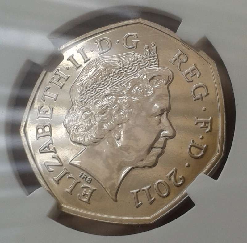 2011 Great Britain 50 Pence NGC MS66 - (Olympics -Handball) Top Pop