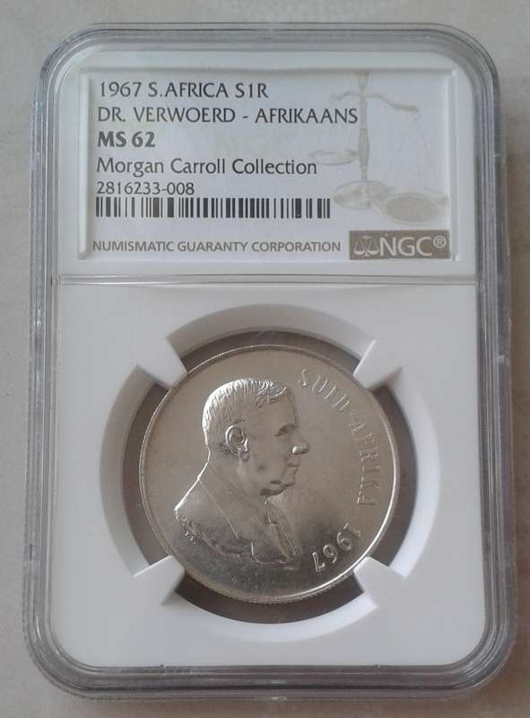 1967 Afrikaans silver R1 NGC MS62