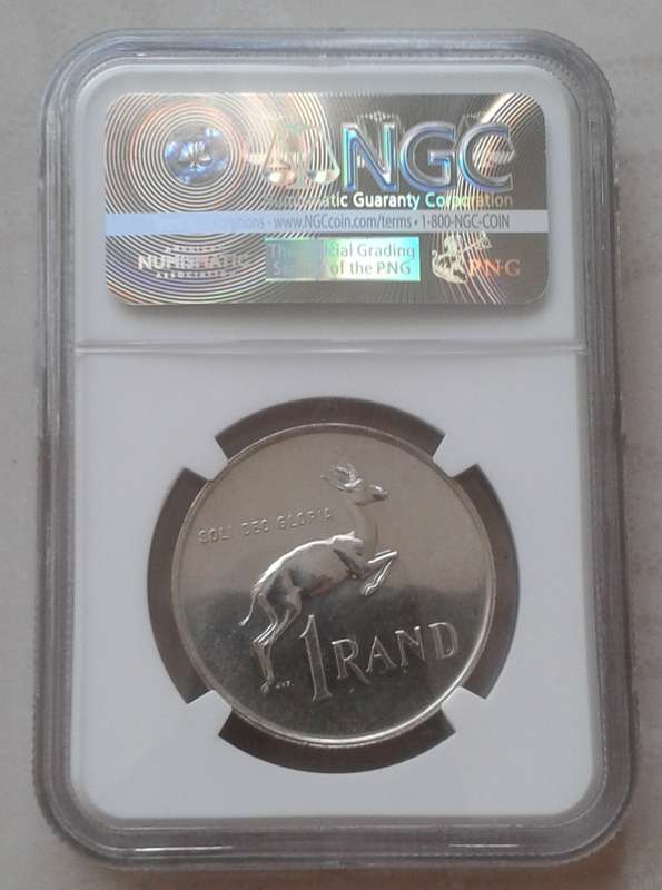 1967 Afrikaans silver R1 NGC MS62