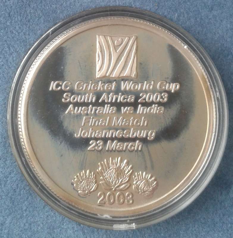 2003 Cricket World Cup proof silver prestige tossing medal collection in case with certificate