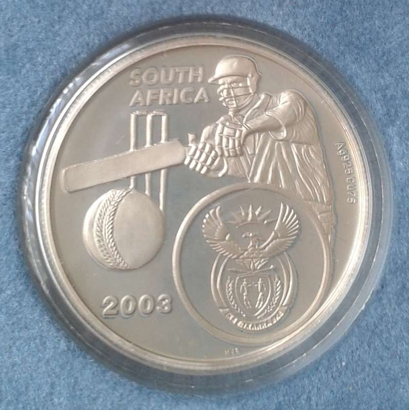 2003 Cricket World Cup proof silver prestige tossing medal collection in case with certificate