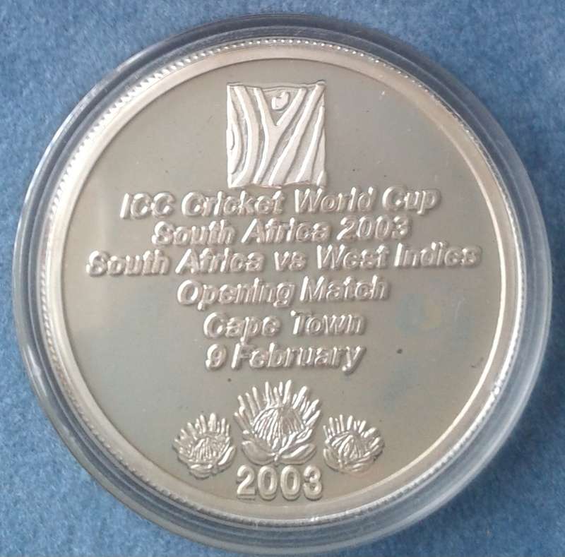 2003 Cricket World Cup proof silver prestige tossing medal collection in case with certificate