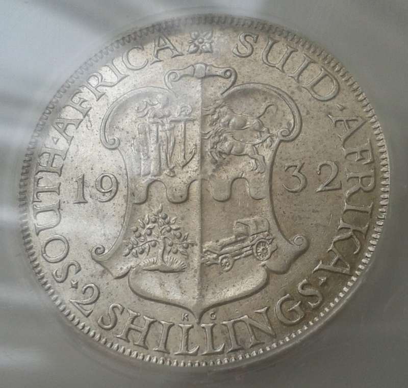 Nice 1932 union silver 2 Shillings SANGS AU53