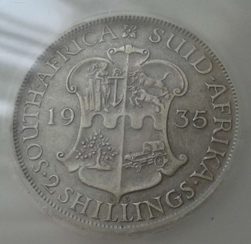 1935 Union silver 2 Shillings SANGS XF45