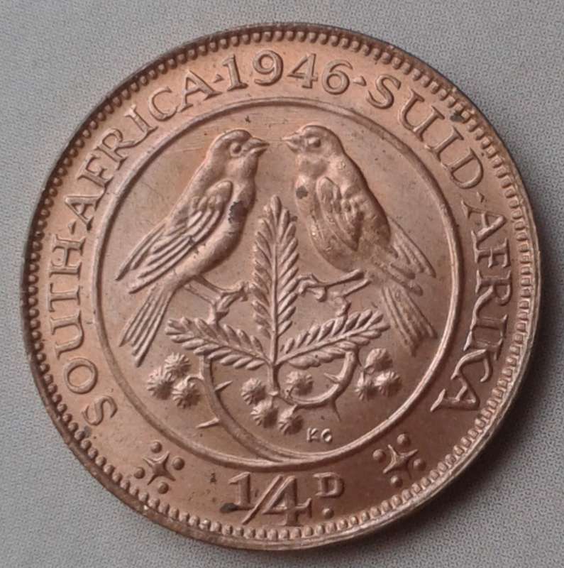 1946 Union 1/4 penny in lustrous unc red.