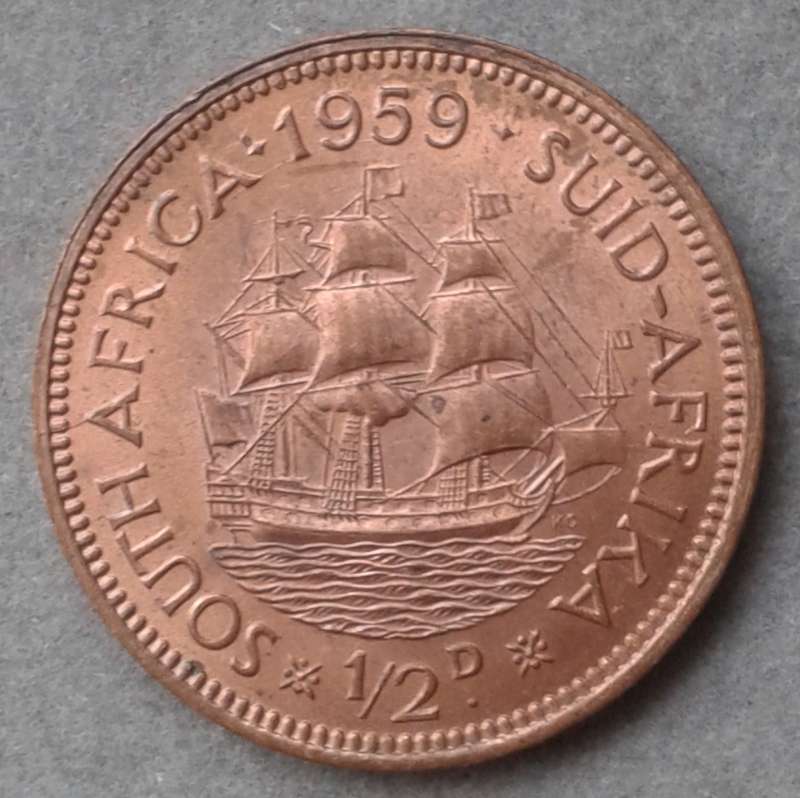 High grade 1959 union 1/2 penny