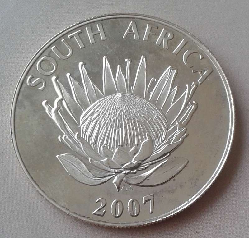 2007 de Klerk uncirculated silver R1 in bag with certificate (mintage: 882)