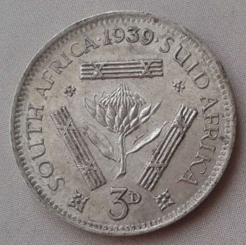 1939 Union silver tickey in AU