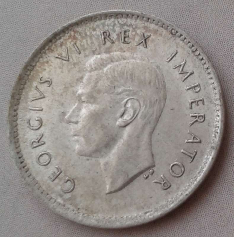 1939 Union silver tickey in AU