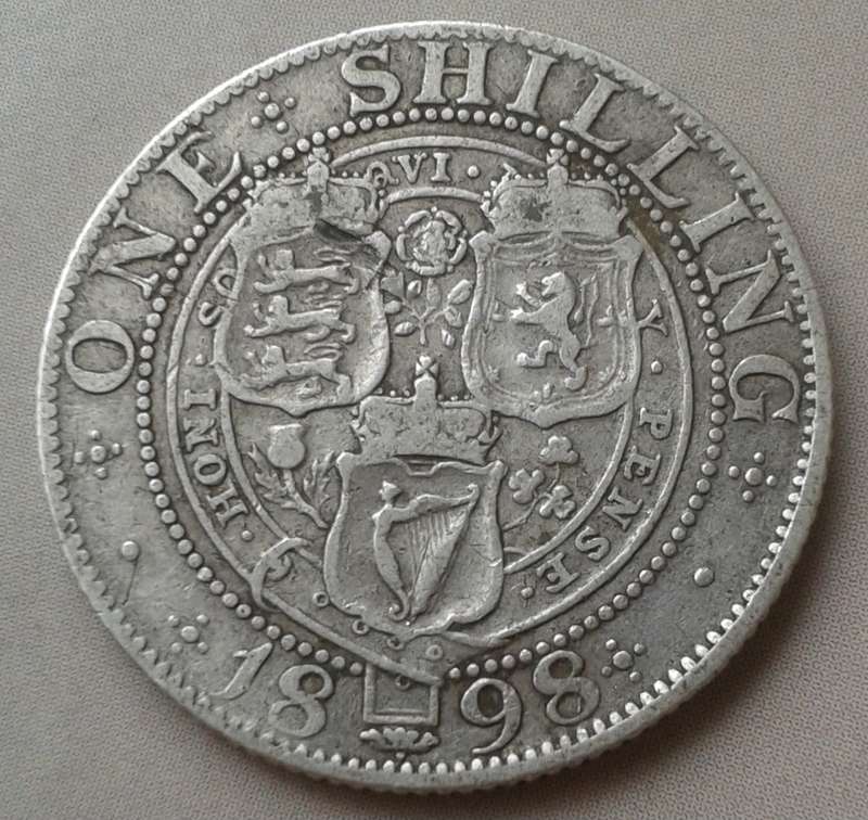 1898 British sterling silver shilling