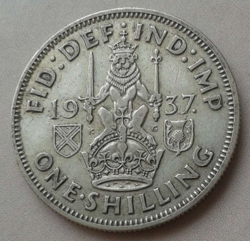 1937 British silver shilling
