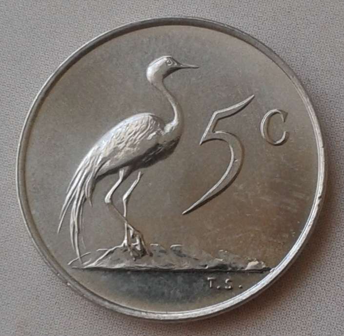 1967 Afrikaans uncirculated nickel 5c