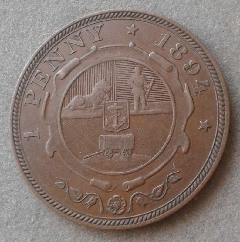 1894 ZAR Kruger penny in AXF