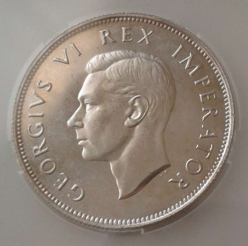 Scarcer 1947 union proof silver 2 1/2 Shillings SANGS PF63 (mintage: 2600)
