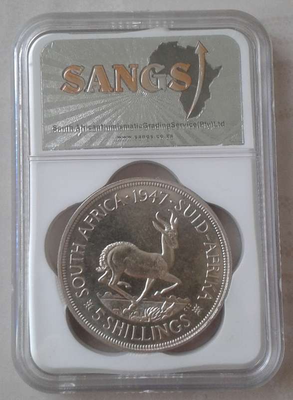 1947 Union proof silver 5 Shillings SANGS PF64 (mintage: 5600)