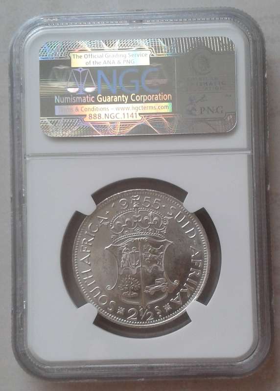 1955 Union silver 2 1/2 Shillings NGC MS63