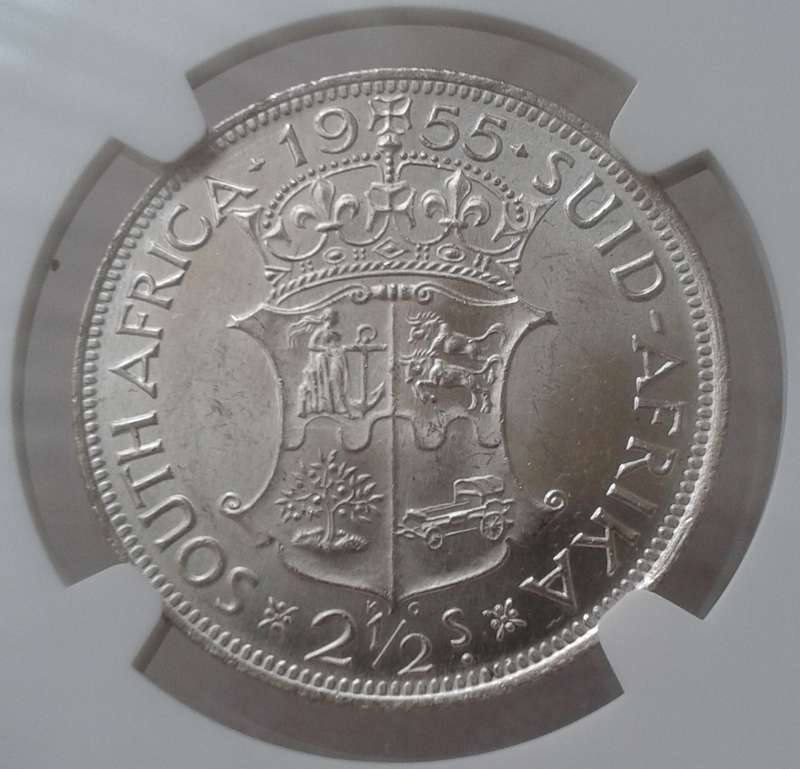 1955 Union silver 2 1/2 Shillings NGC MS63