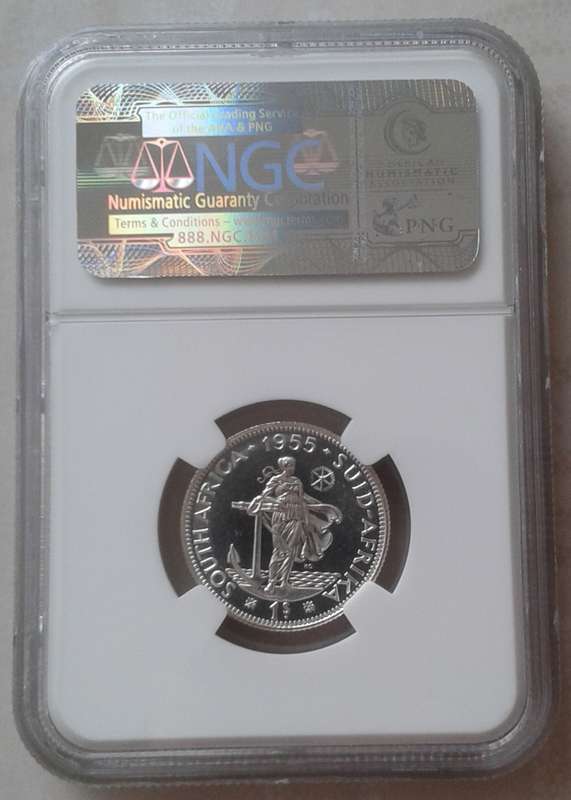 High grade 1955 union proof silver shilling NGC PF67 (Only 2 higher)