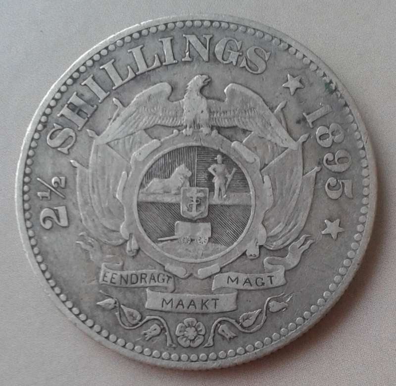 1895 Kruger silver 2 1/2 Shillings in VF