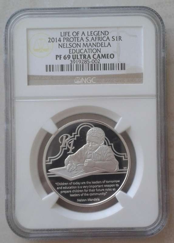 2014 Mandela "Education" proof silver R1 NGC PF69 Ultra Cameo