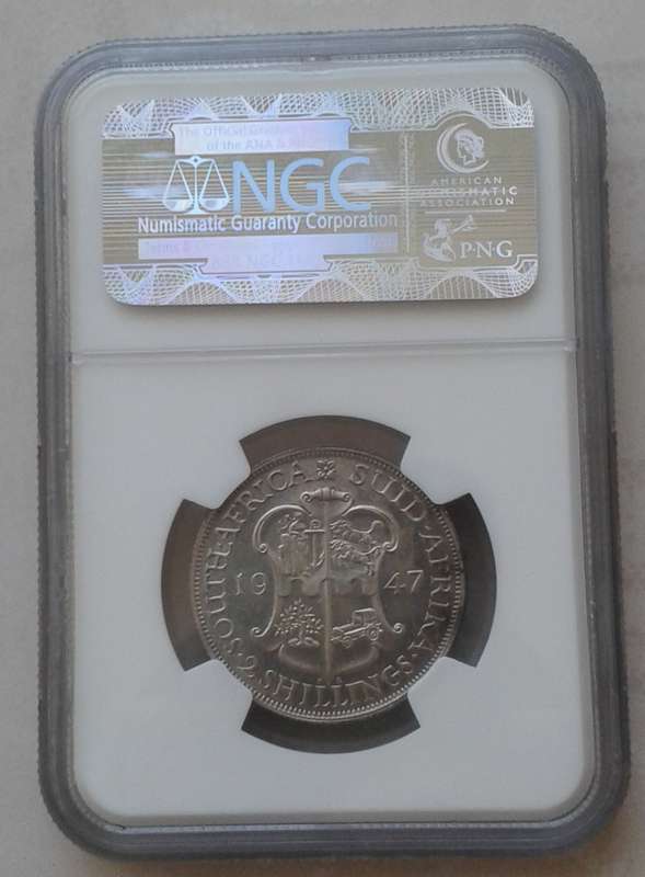 Scarcer 1947 union proof silver 2 Shillings NGC PF63 (mintage 2600)