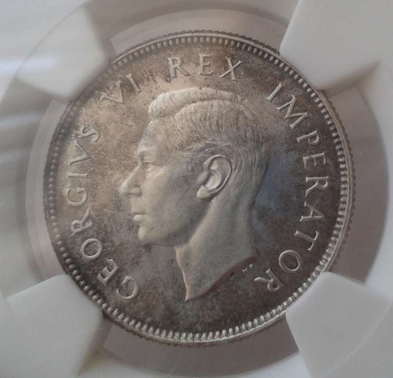 Scarcer 1947 union proof silver 2 Shillings NGC PF63 (mintage 2600)